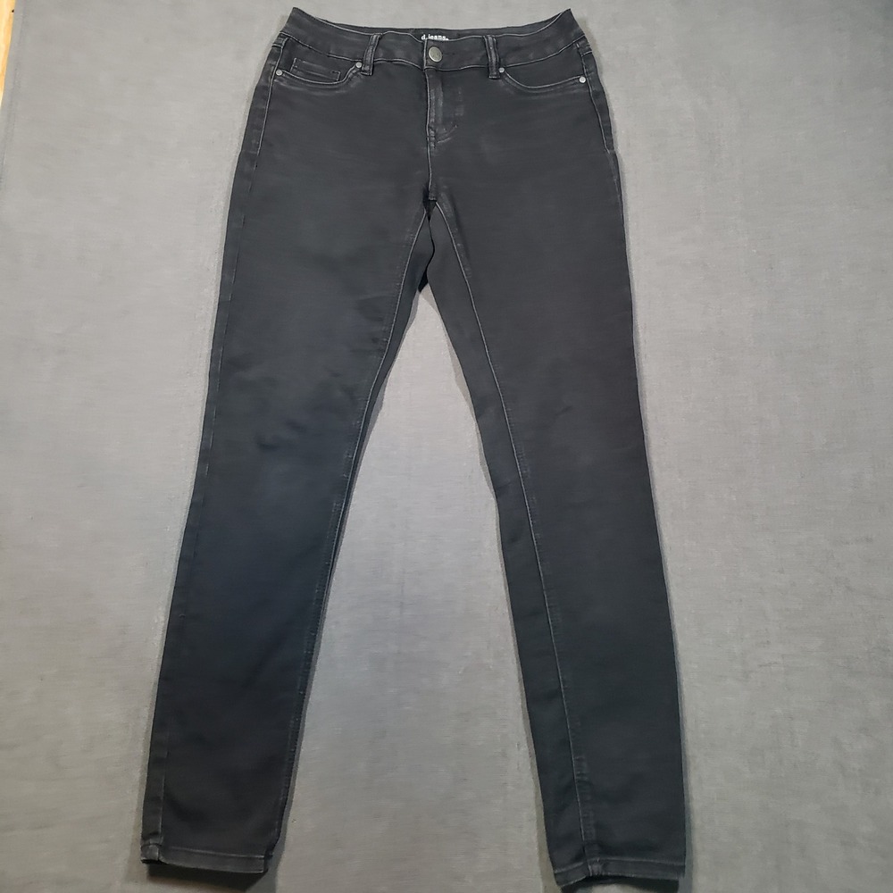 d.jeans Skinny Jeans Womens 6 Black Mid Rise‎ Button Flap Pockets Stretch Denim